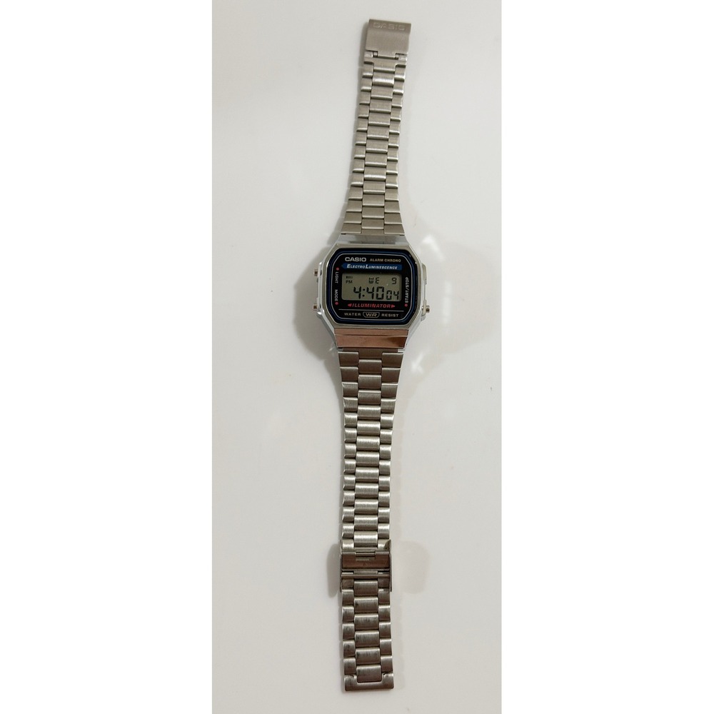 Casio A168 Digital Watch Mens OS Silver Retro Illuminator Alarm Chrono